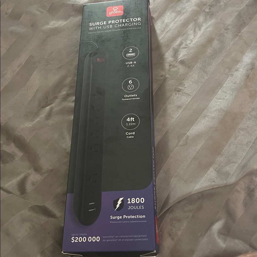 Electric Family Black and Purple Surge Protector with USB Ports